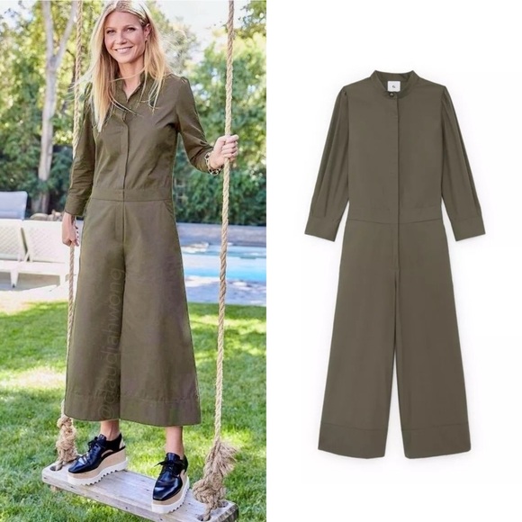 G. Label by Goop Pants - GWYN Blair Wide Leg Jumpsuit in Army Green